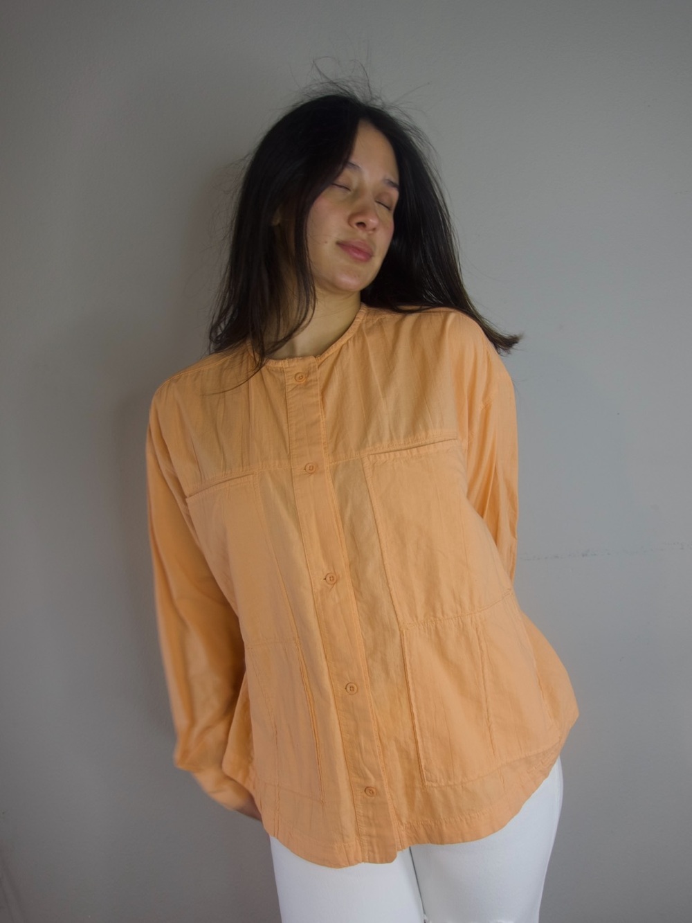 Free People Intimately Peach Button Down Shirt Size XS